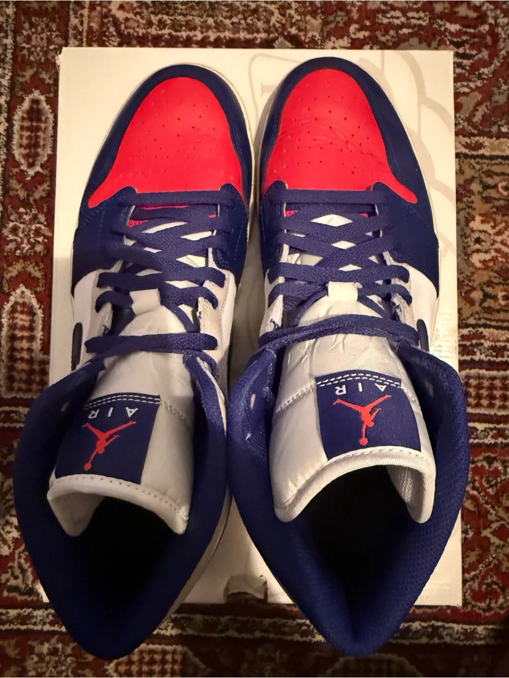Jordan 1 Mid Rare Air - Men’s High Top Sneakers - White/Navy/Red